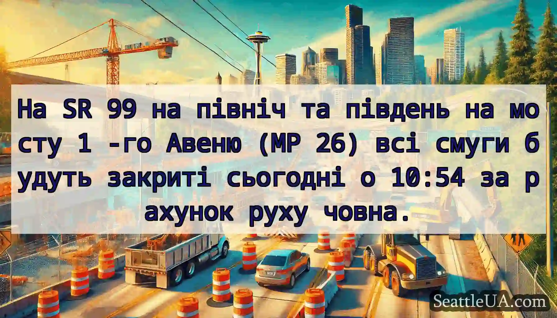 На SR 99 на північ та південь на мосту 1 -го