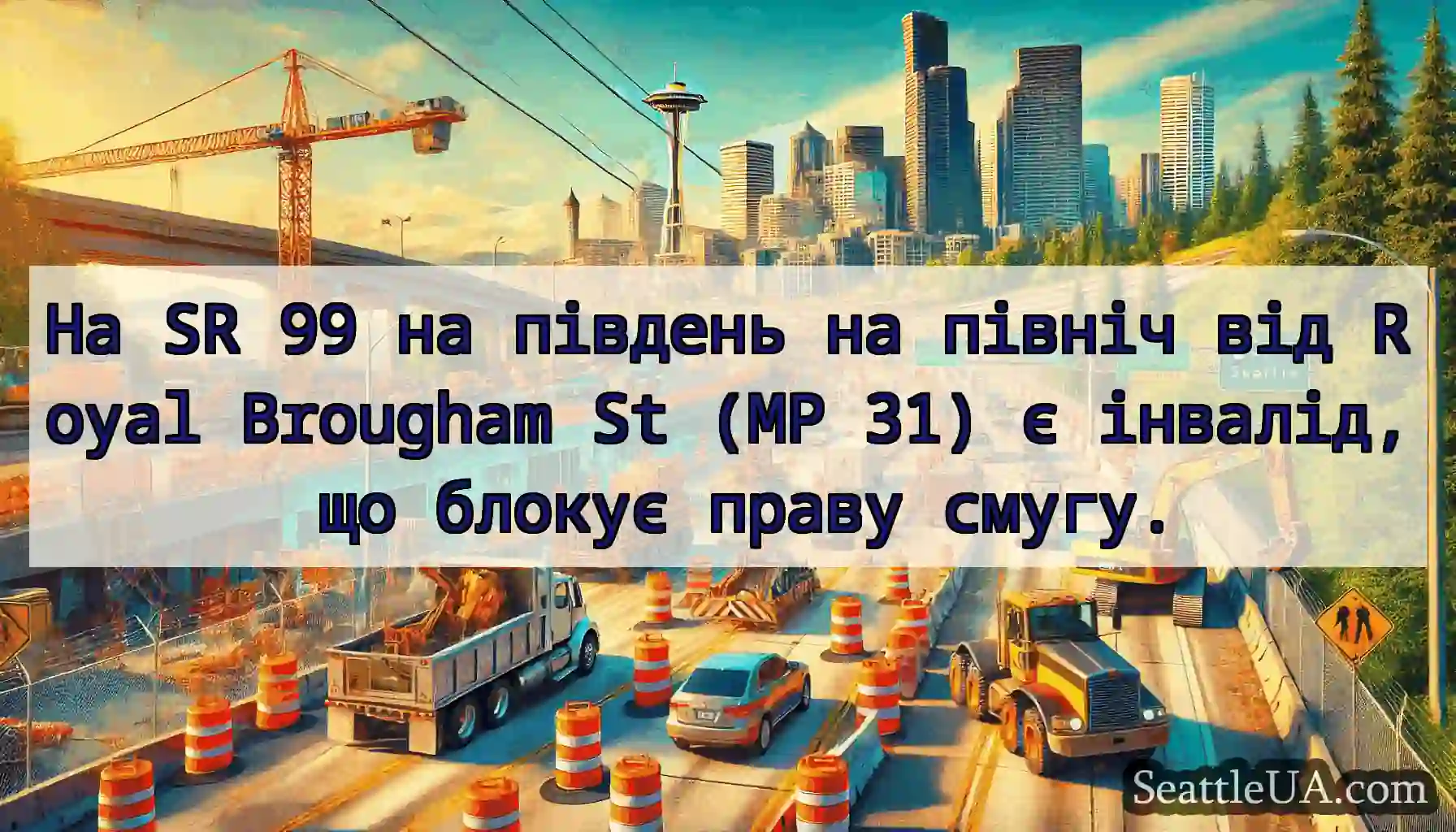 На SR 99 на південь на північ від Royal Brougham