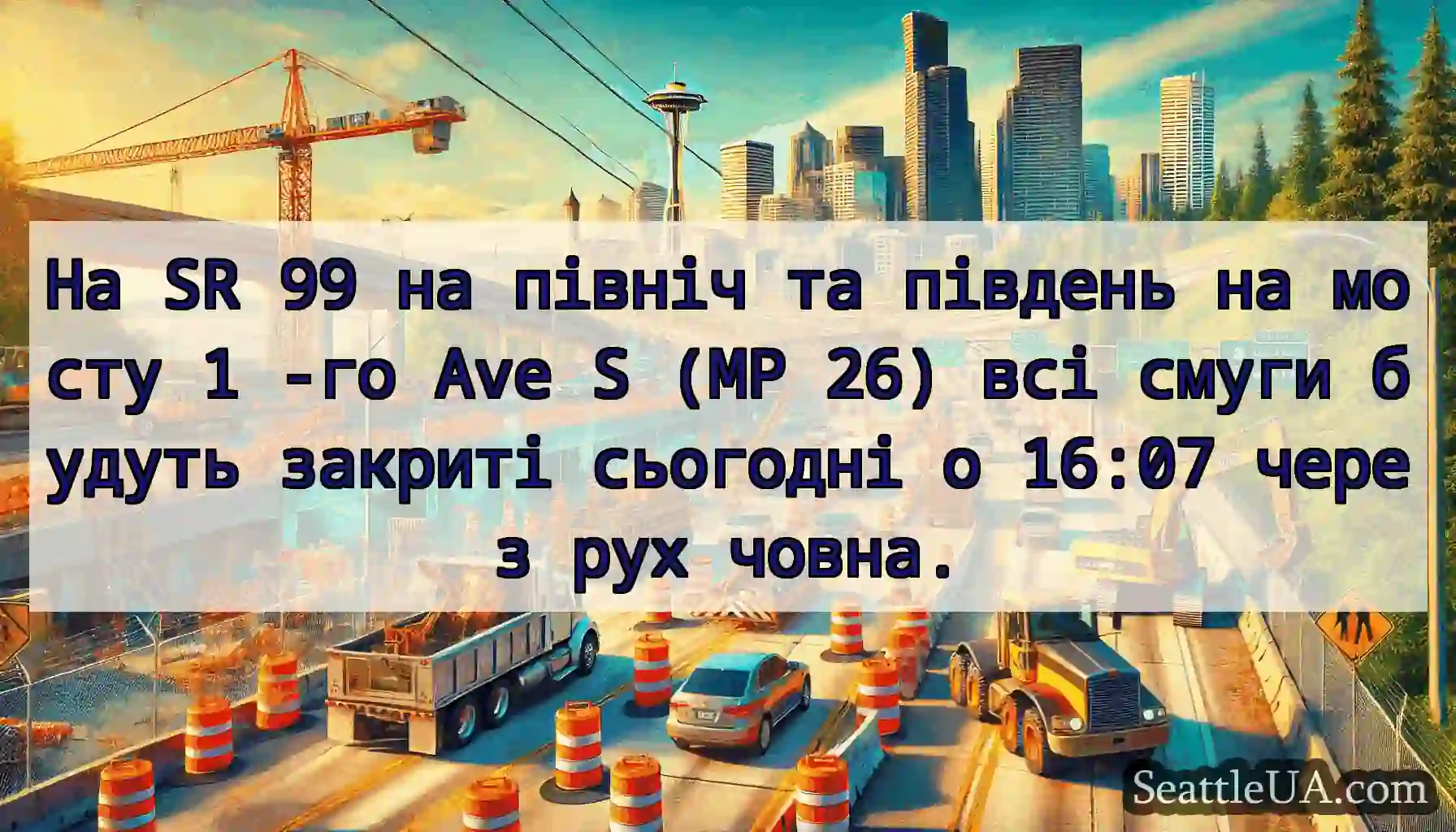 На SR 99 на північ та південь на мосту 1 -го Ave