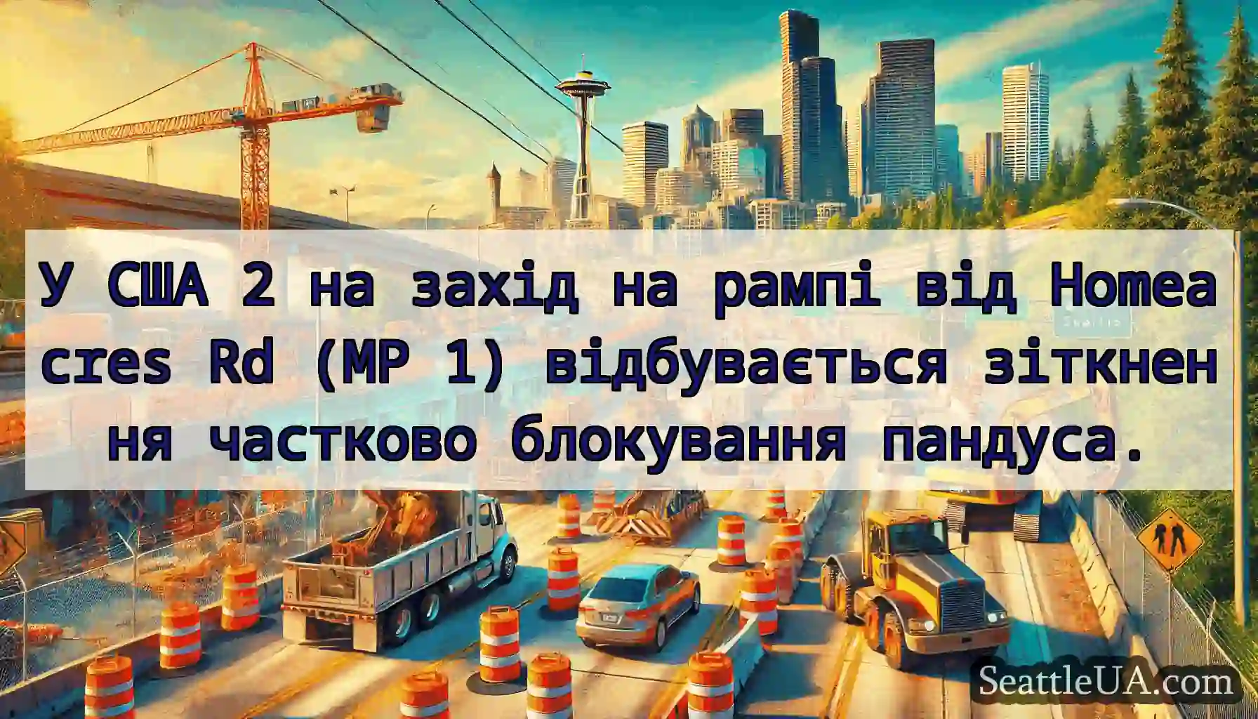 У США 2 на захід на рампі від Homeacres Rd (MP 1)