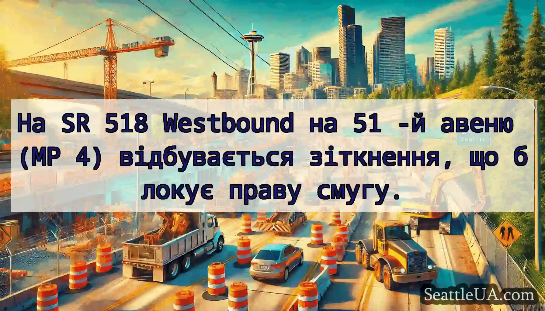 На SR 518 Westbound на 51 -й авеню (MP 4)