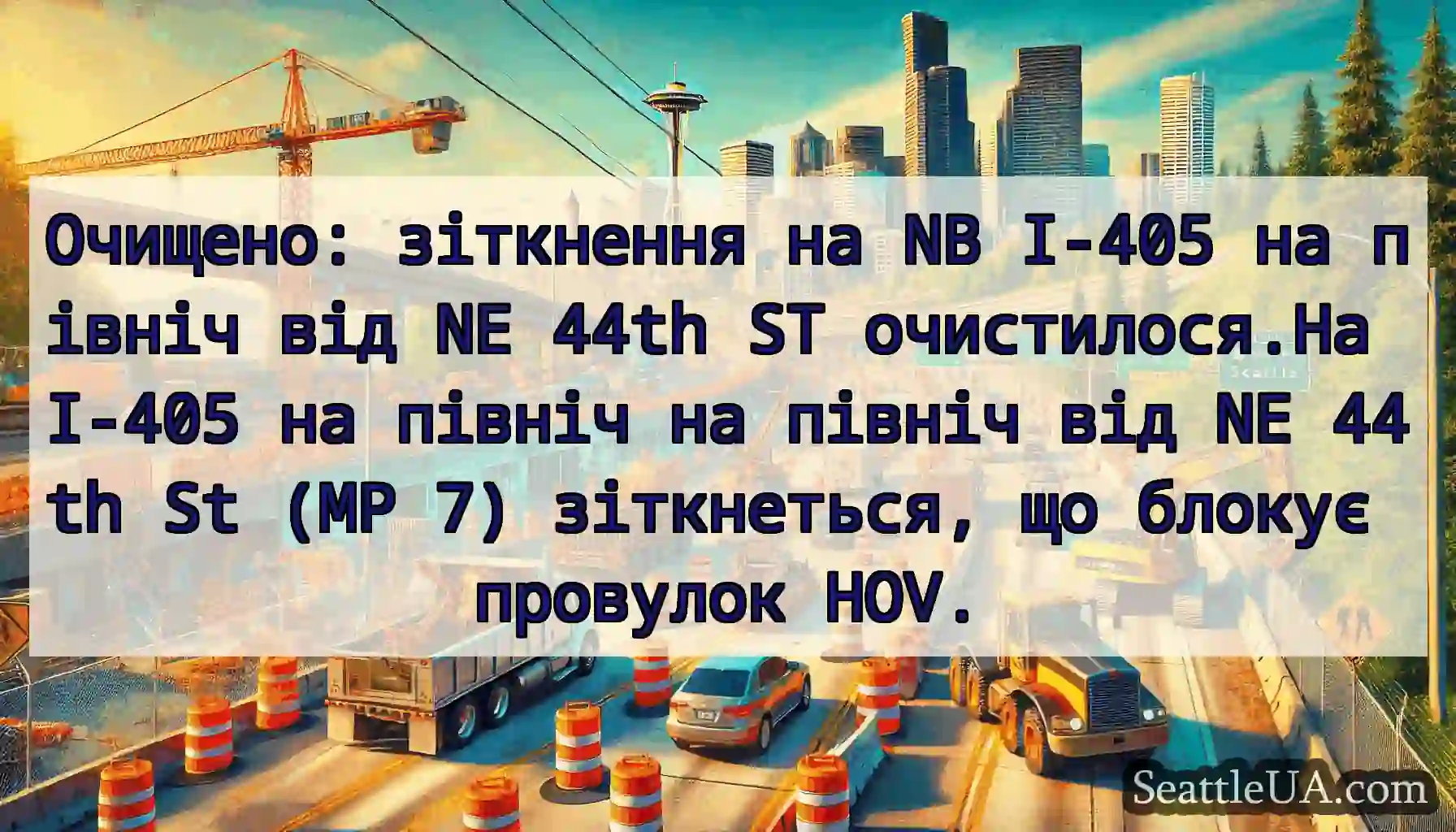 Очищено: зіткнення на NB I-405 на північ від NE