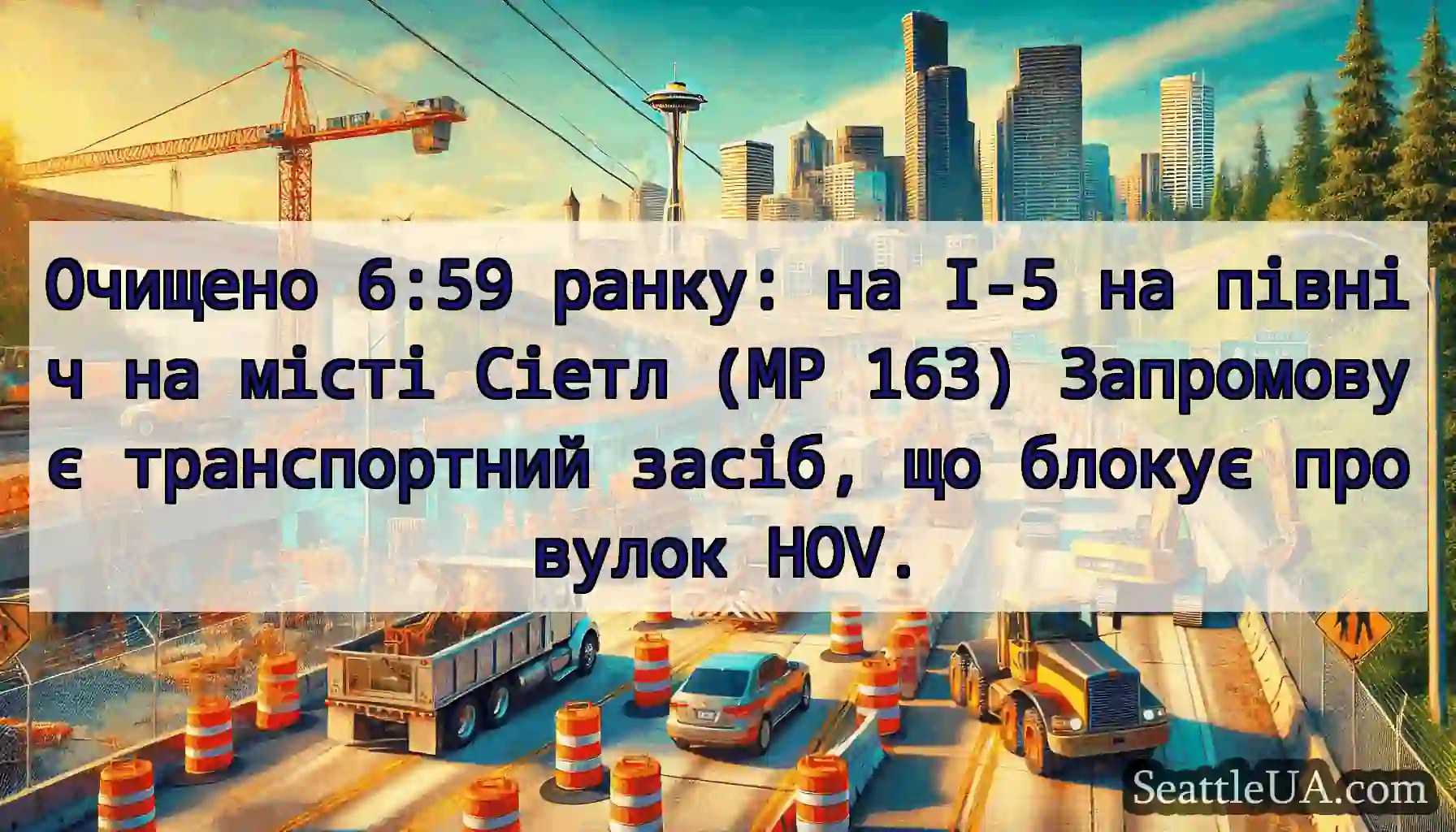 Очищено 6:59 ранку: на I-5 на північ на місті