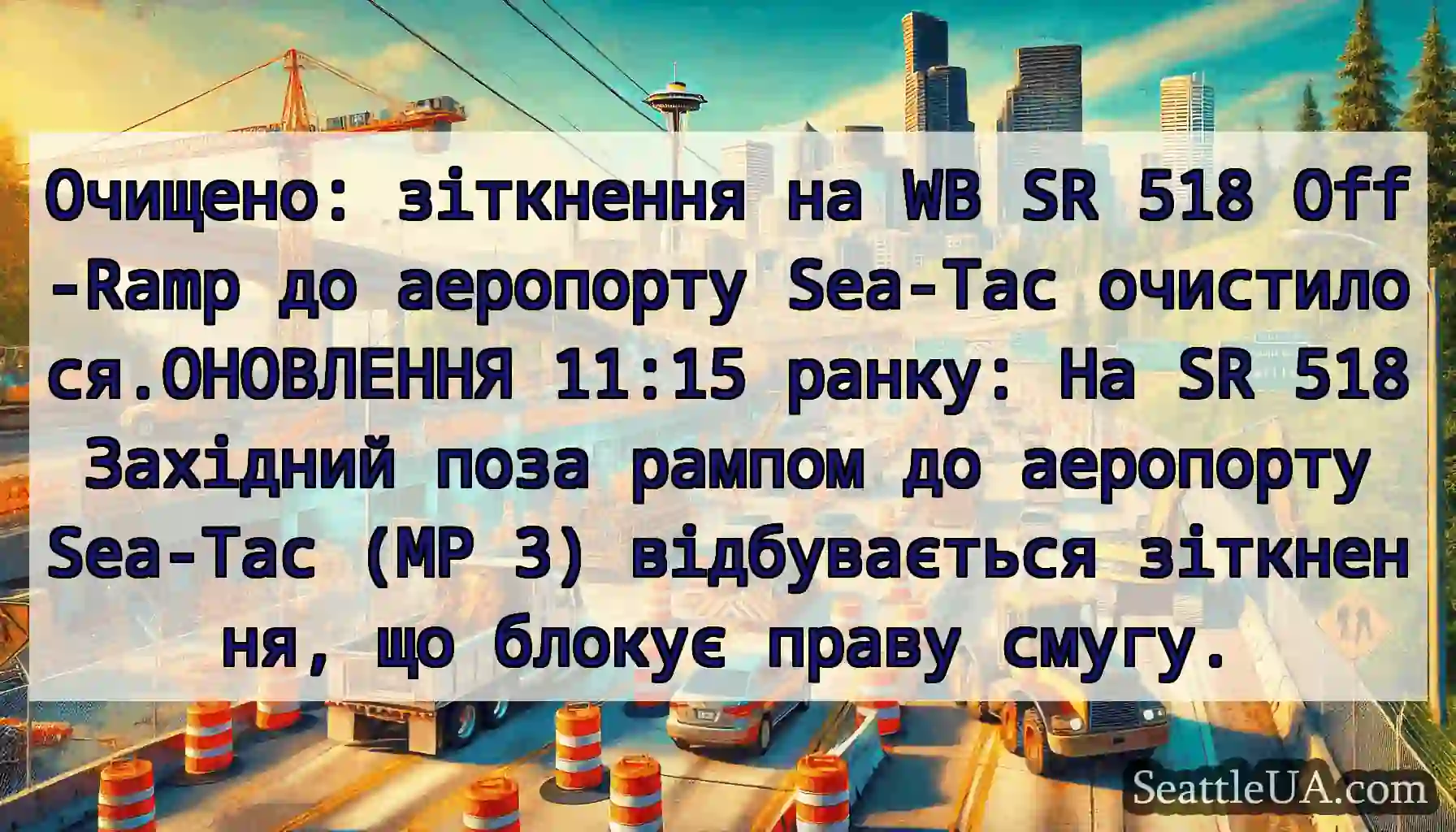 Очищено: зіткнення на WB SR 518 Off-Ramp до