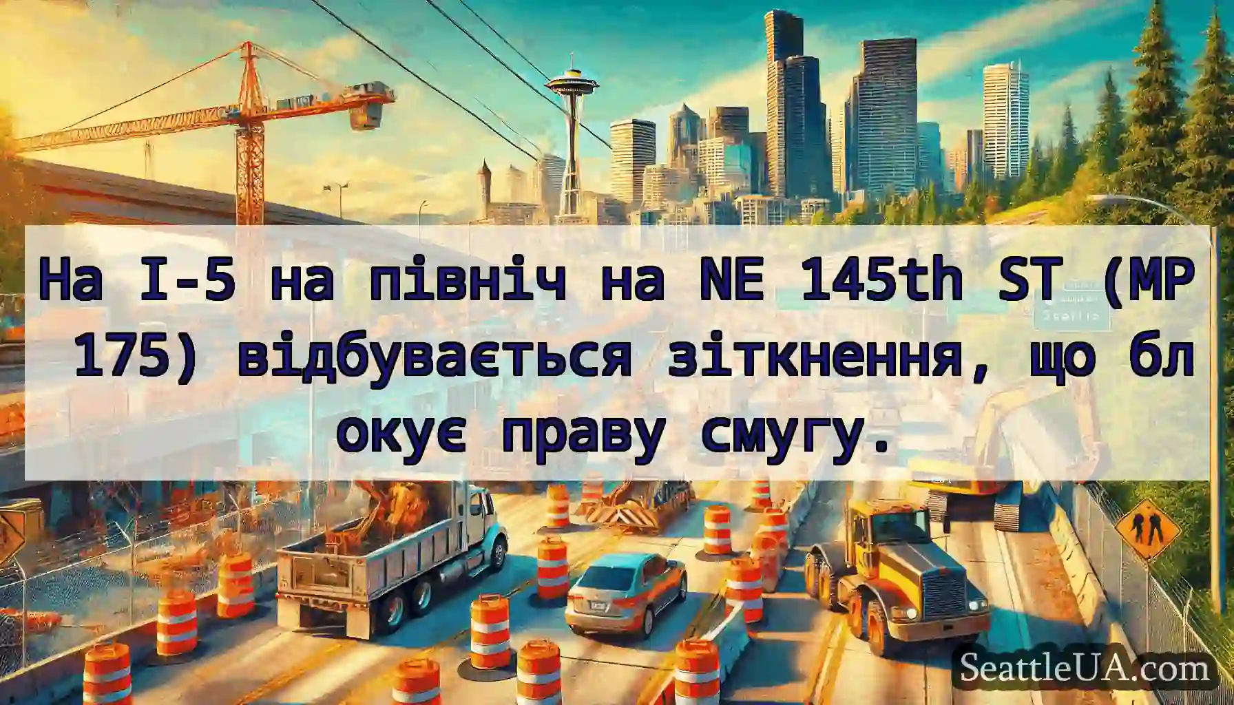 На I-5 на північ на NE 145th ST (MP 175)