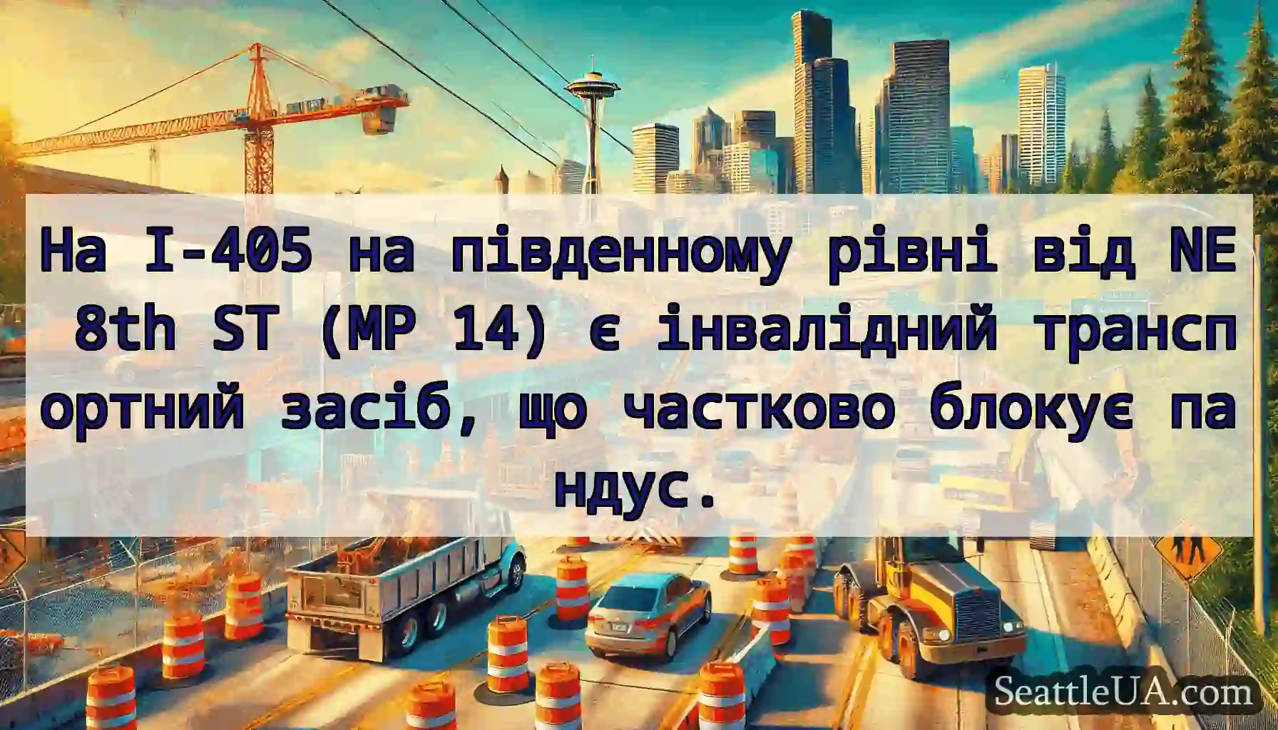 На I-405 на південному рівні від NE 8th ST (MP