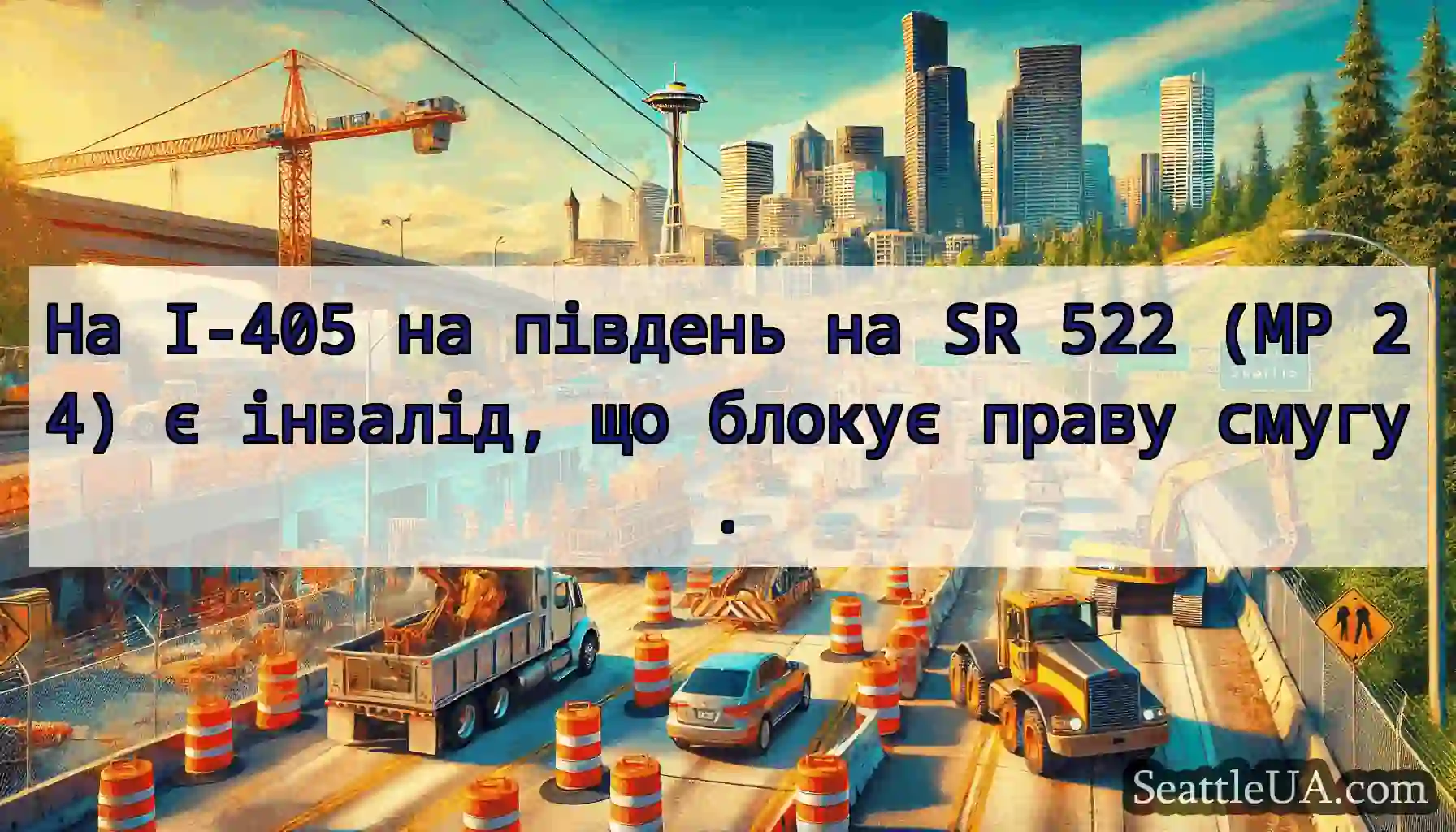 На I-405 на південь на SR 522 (MP 24) є інвалід,