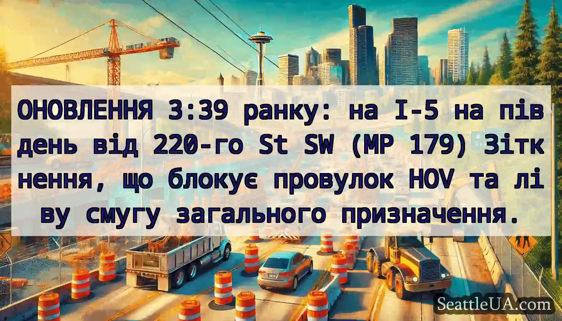 ОНОВЛЕННЯ 3:39 ранку: на I-5 на південь від