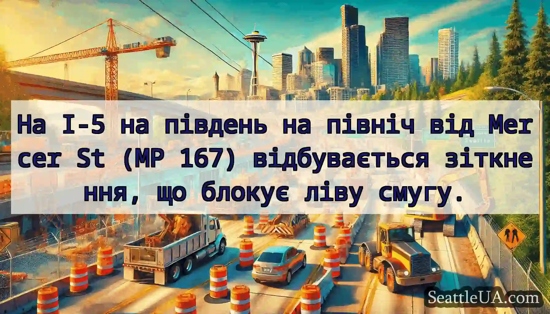 На I-5 на південь на північ від Mercer St (MP