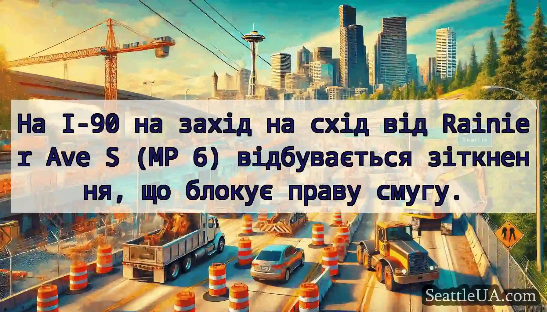 На I-90 на захід на схід від Rainier Ave S (MP 6)