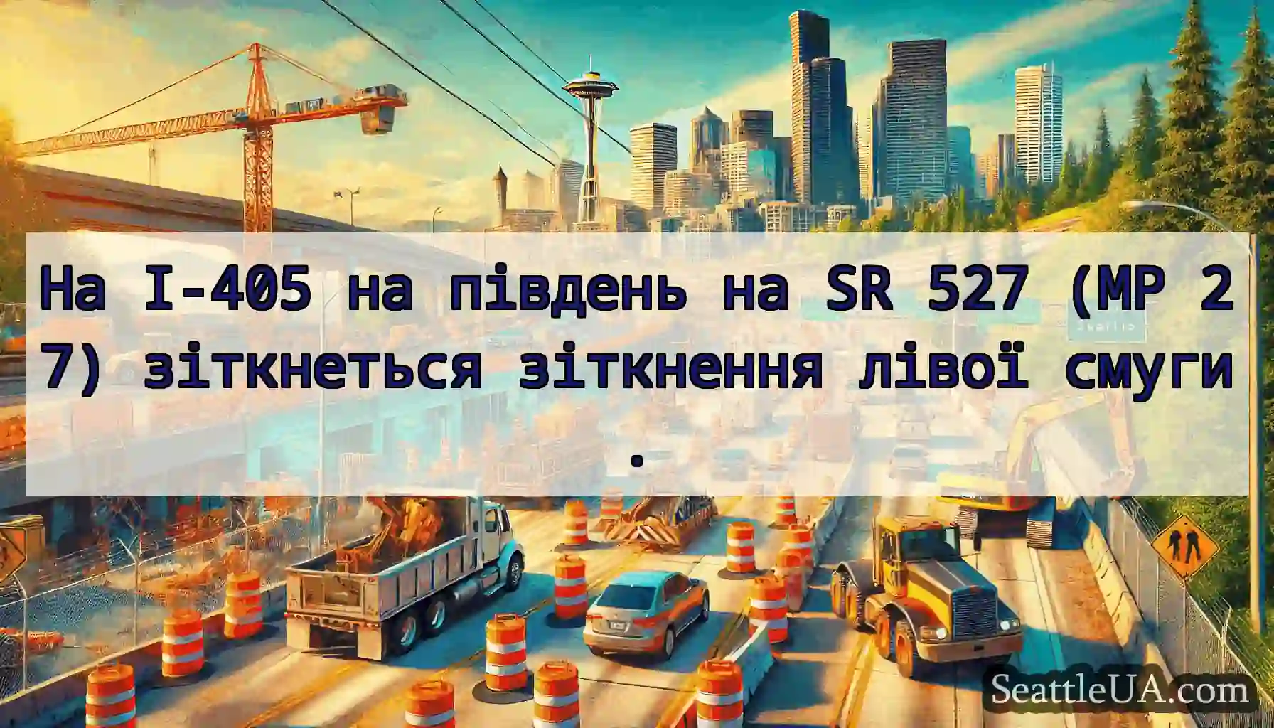 На I-405 на південь на SR 527 (MP 27) зіткнеться