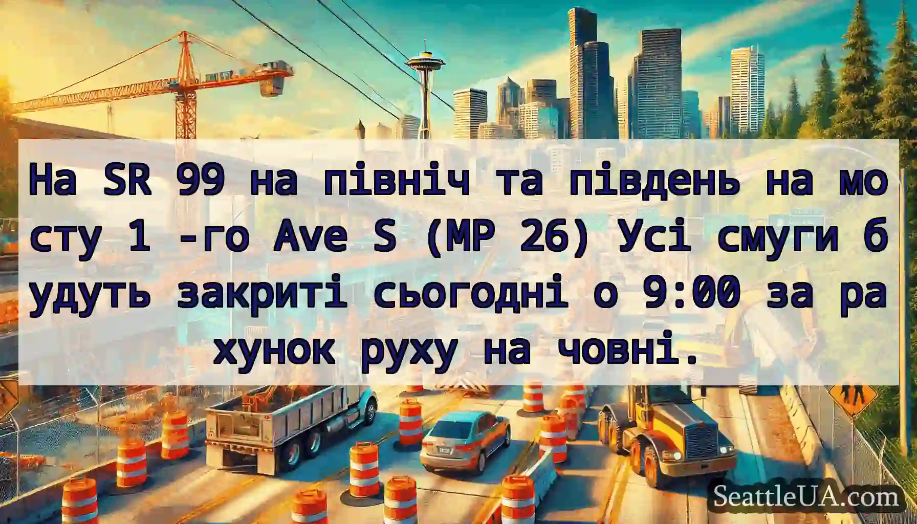 На SR 99 на північ та південь на мосту 1 -го Ave