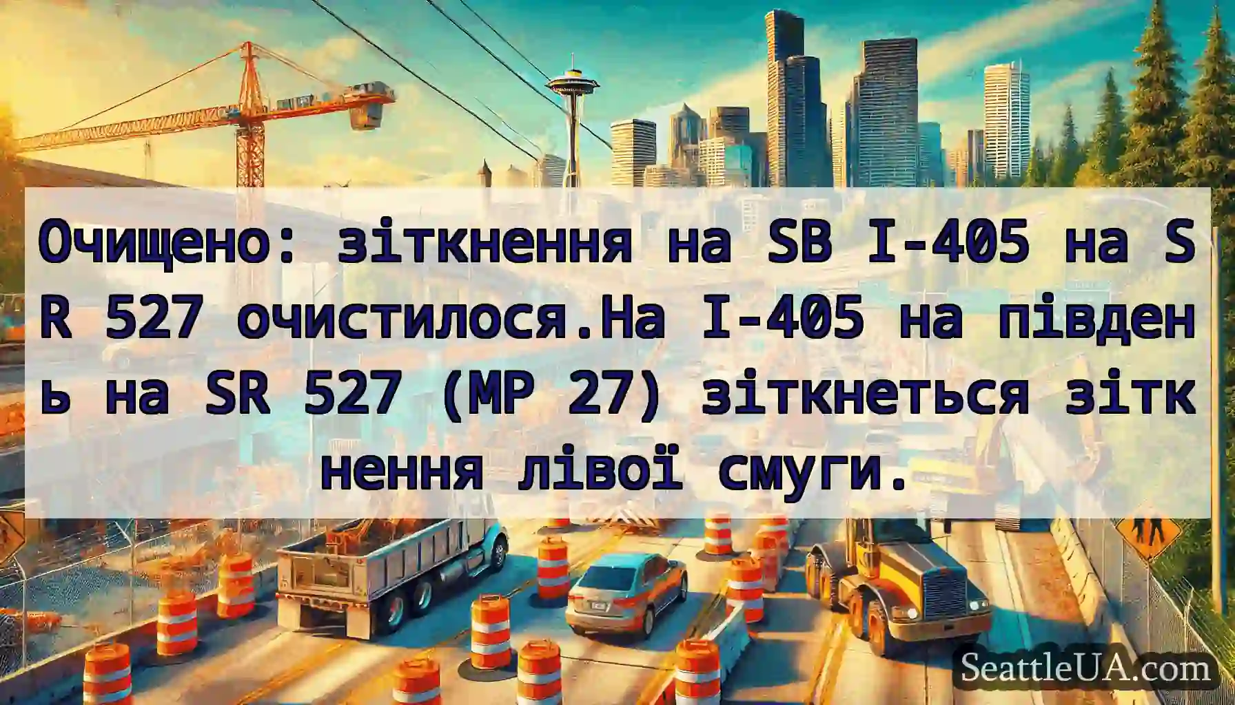 Очищено: зіткнення на SB I-405 на SR 527