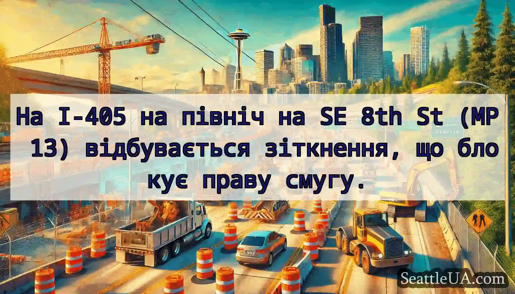На I-405 на північ на SE 8th St (MP 13)