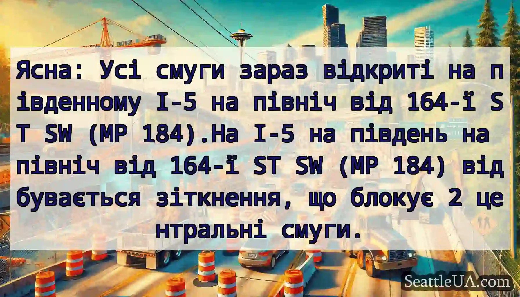 Ясна: Усі смуги зараз відкриті на південному I-5