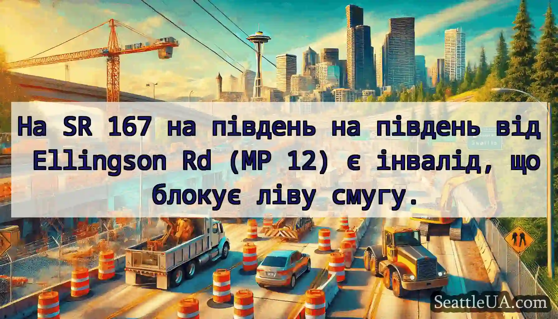 На SR 167 на південь на південь від Ellingson Rd