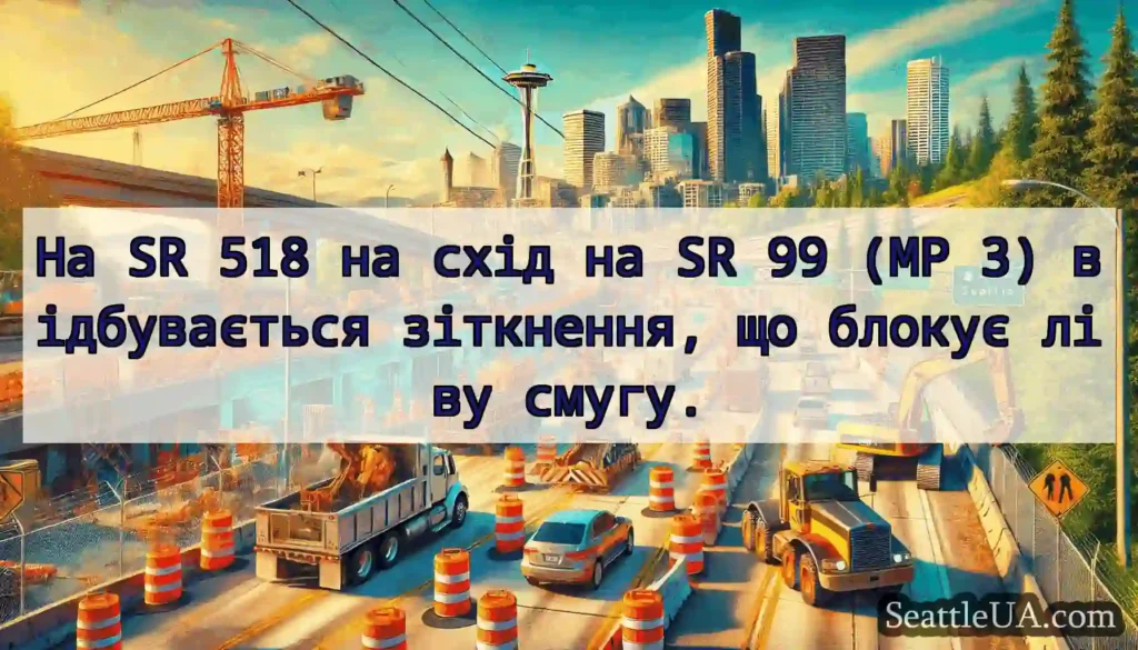 На SR 518 на схід на SR 99 (MP 3) відбувається