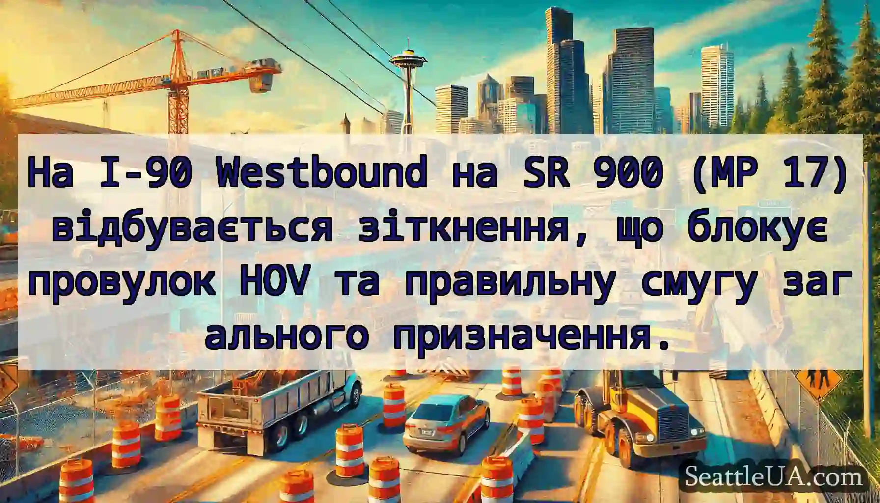На I-90 Westbound на SR 900 (MP 17) відбувається