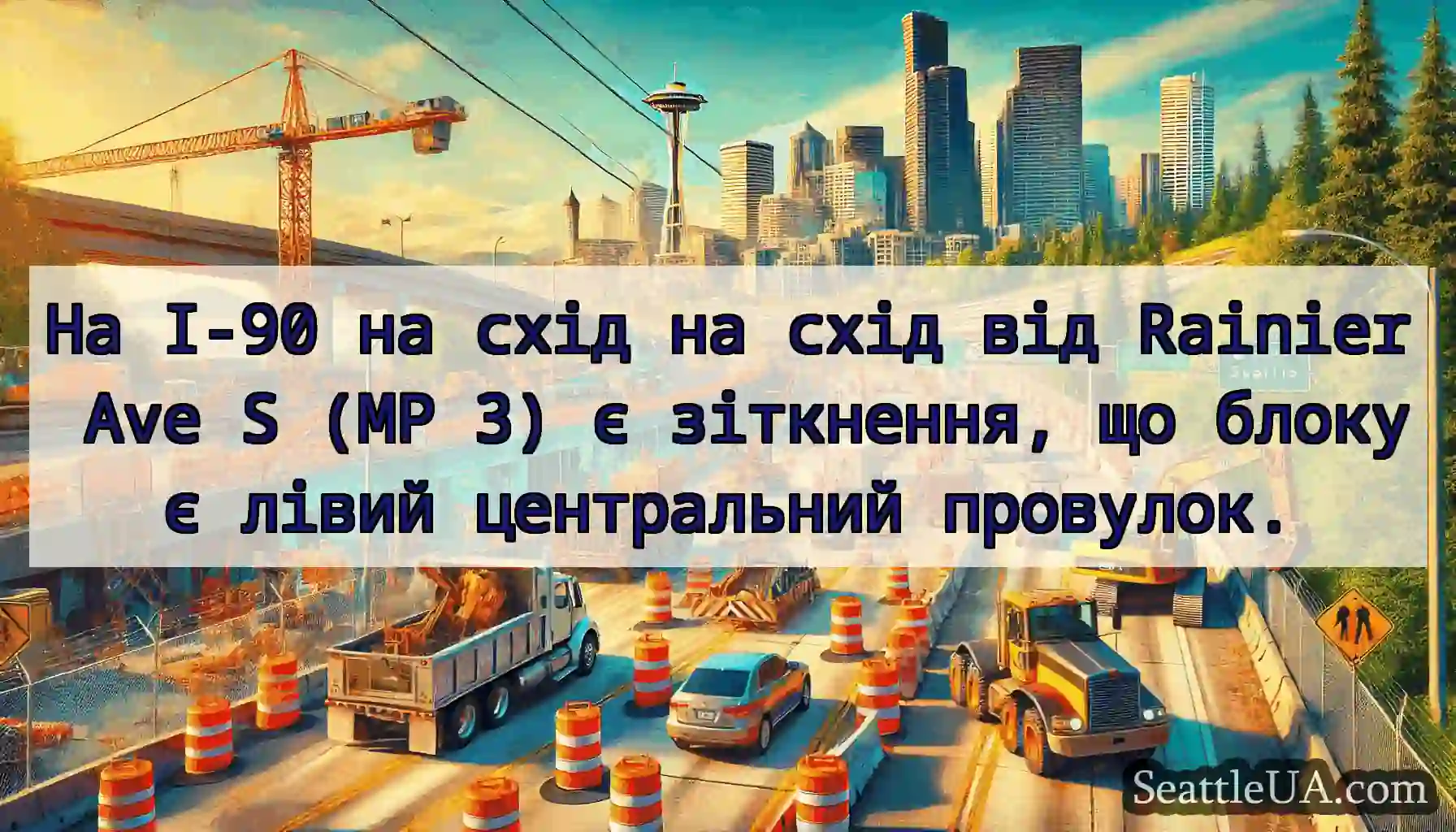На I-90 на схід на схід від Rainier Ave S (MP 3)