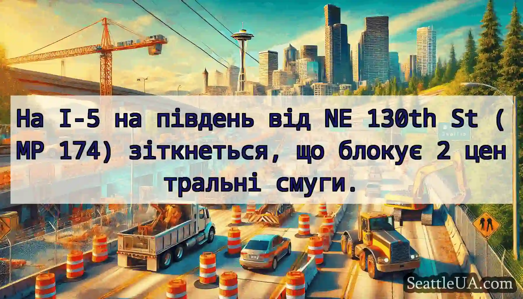 На I-5 на південь від NE 130th St (MP 174)