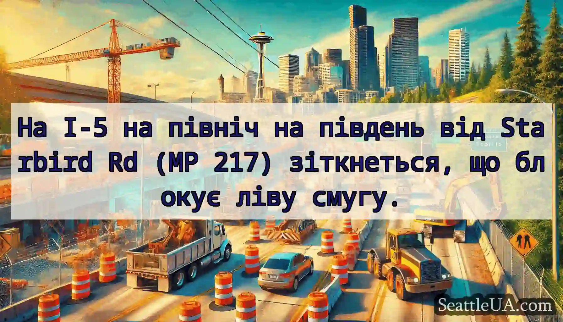 На I-5 на північ на південь від Starbird Rd (MP