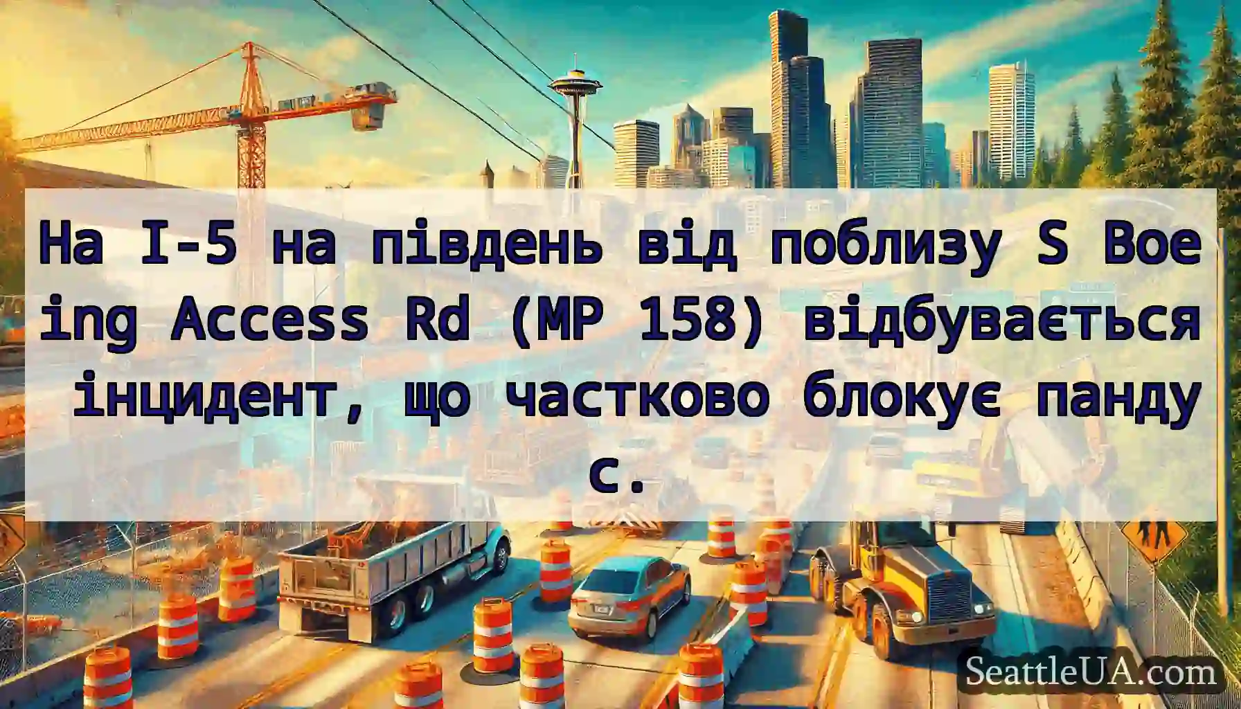 На I-5 на південь від поблизу S Boeing Access Rd