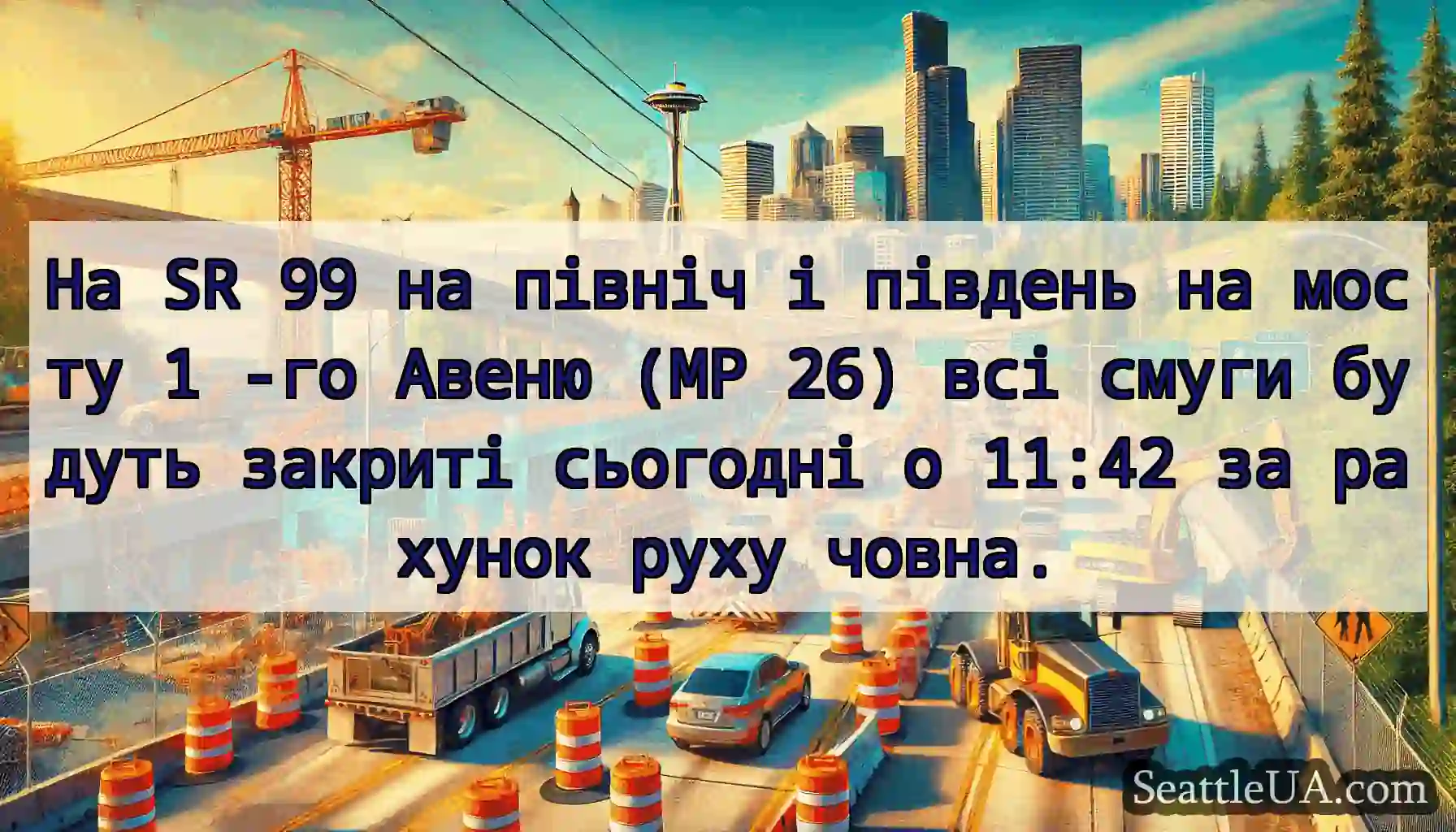 На SR 99 на північ і південь на мосту 1 -го Авеню