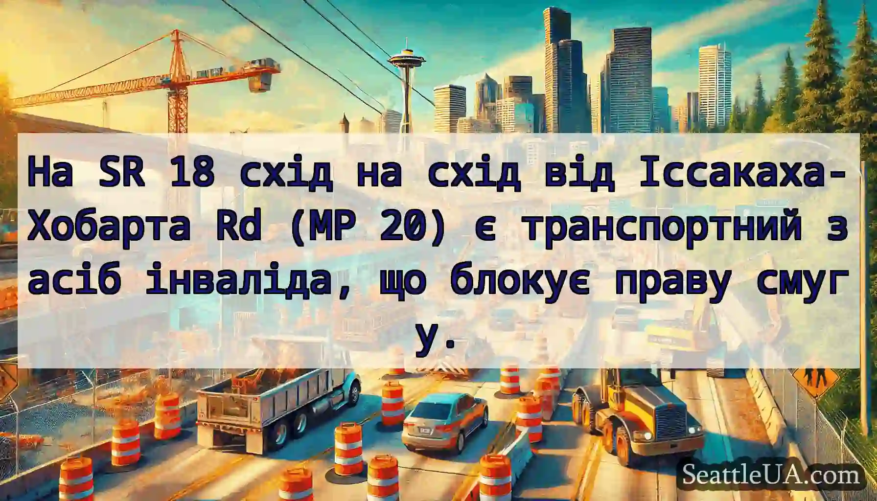 На SR 18 схід на схід від Іссакаха-Хобарта Rd (MP