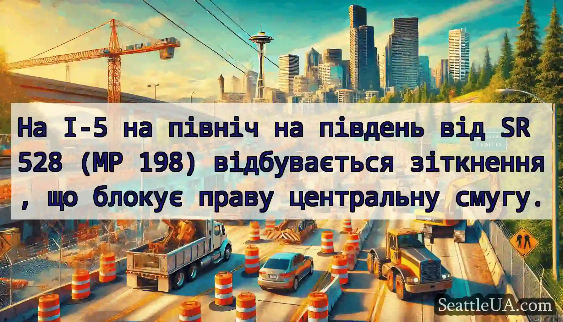 На I-5 на північ на південь від SR 528 (MP 198)