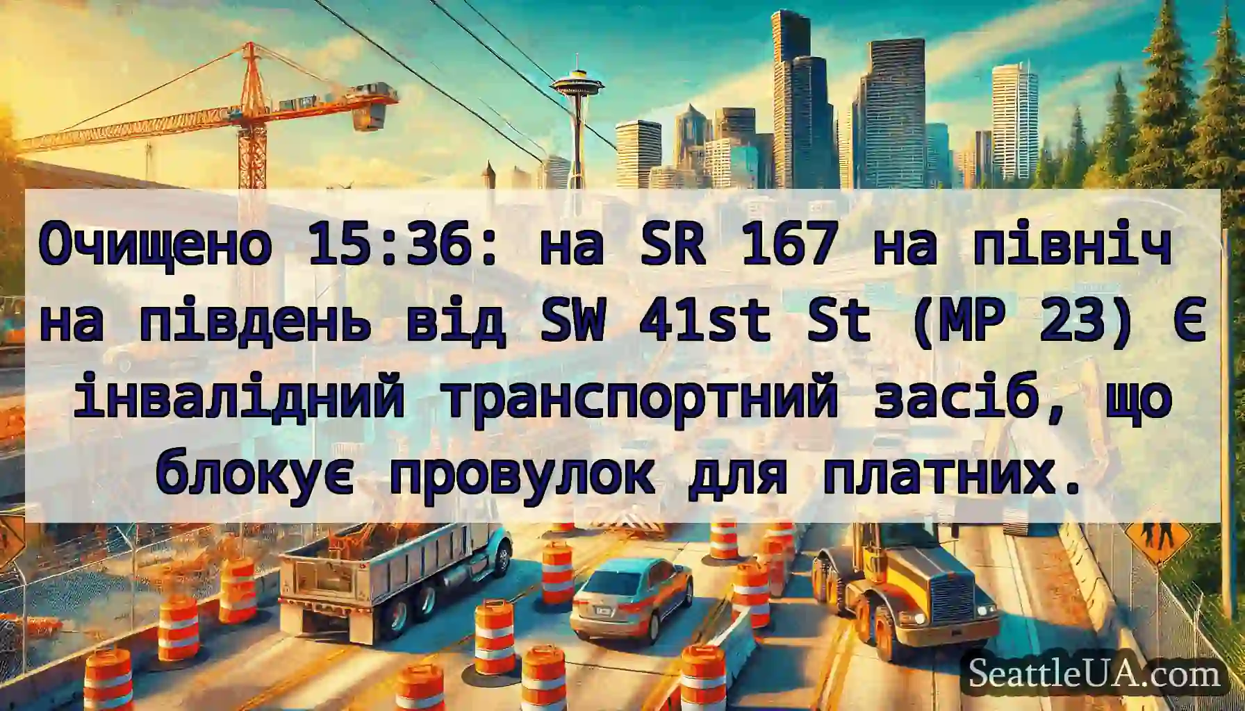 Очищено 15:36: на SR 167 на північ на південь від