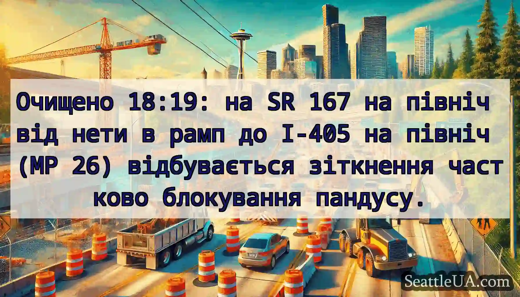 Очищено 18:19: на SR 167 на північ від нети в