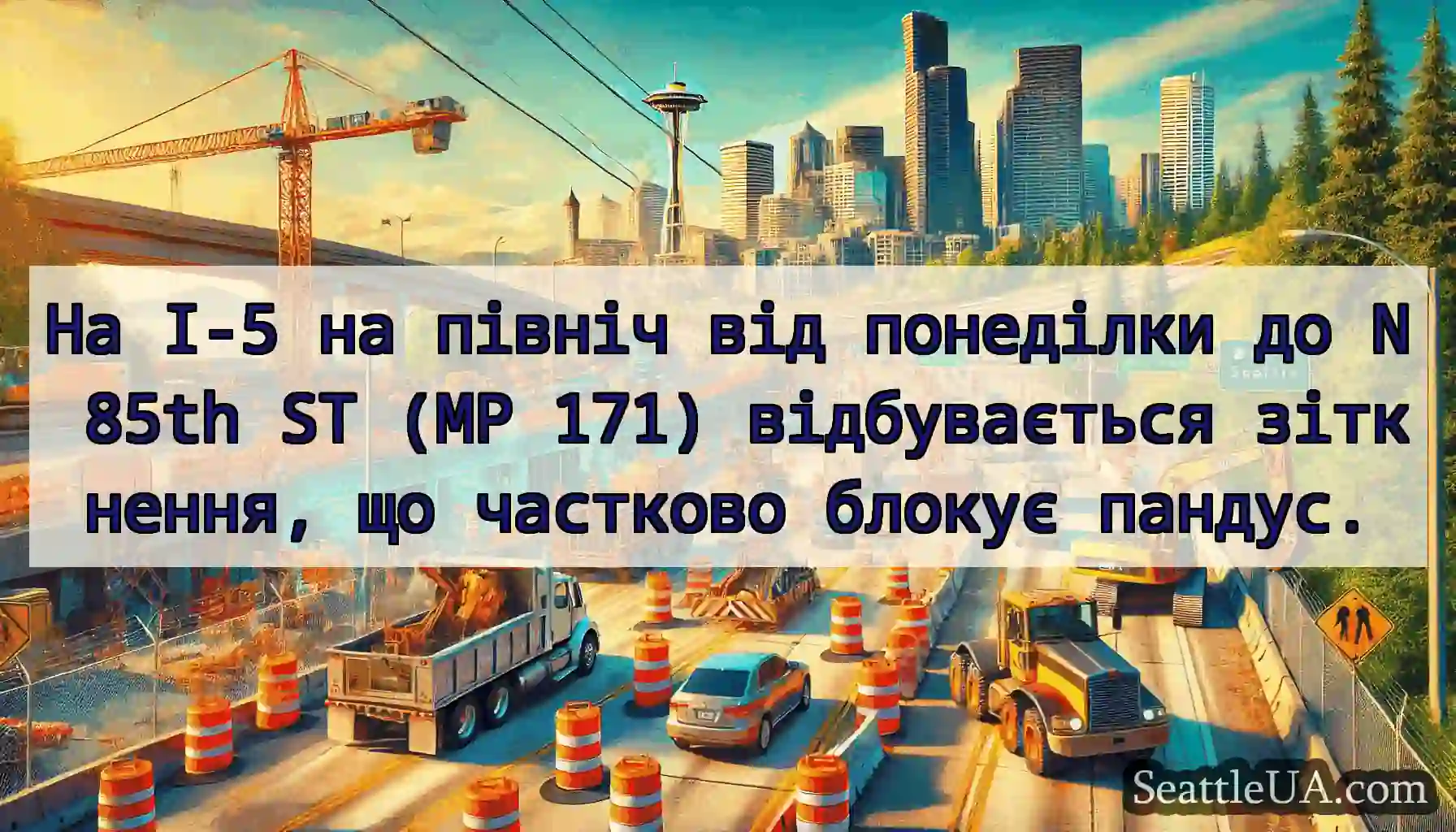 На I-5 на північ від понеділки до N 85th ST (MP