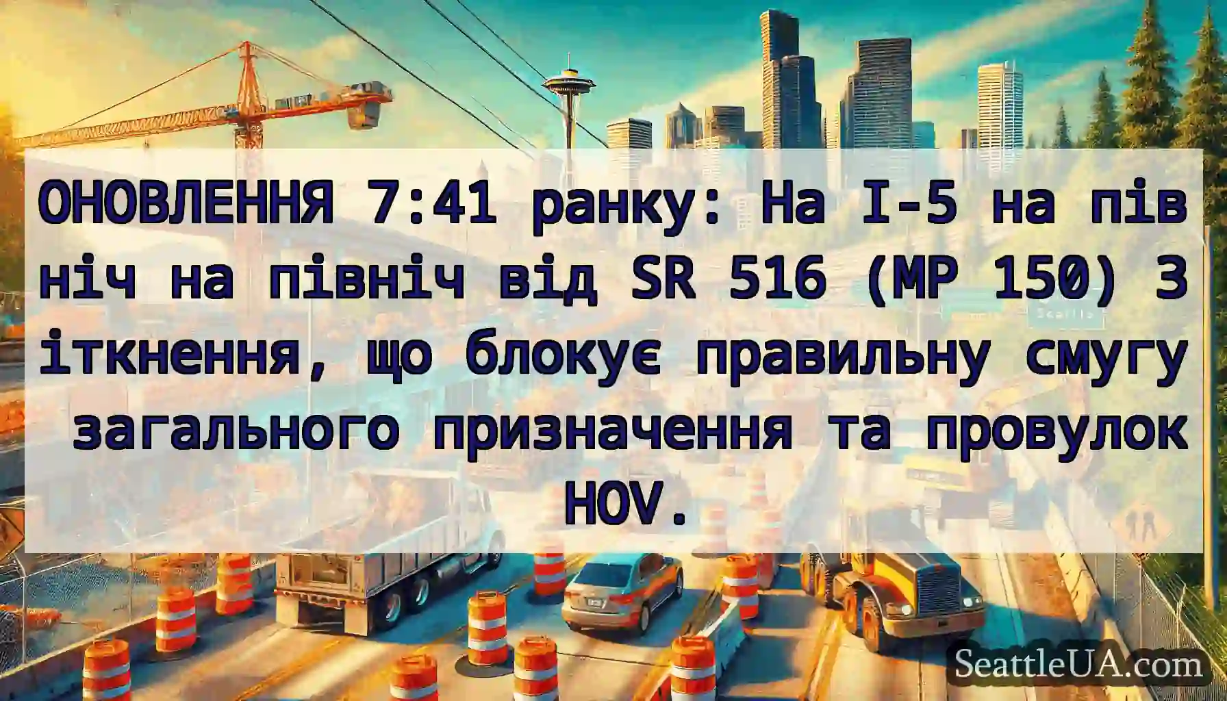 ОНОВЛЕННЯ 7:41 ранку: На I-5 на північ на північ