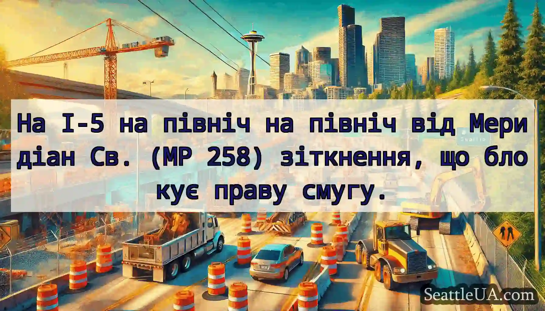 На I-5 на північ на північ від Меридіан Св. (MP