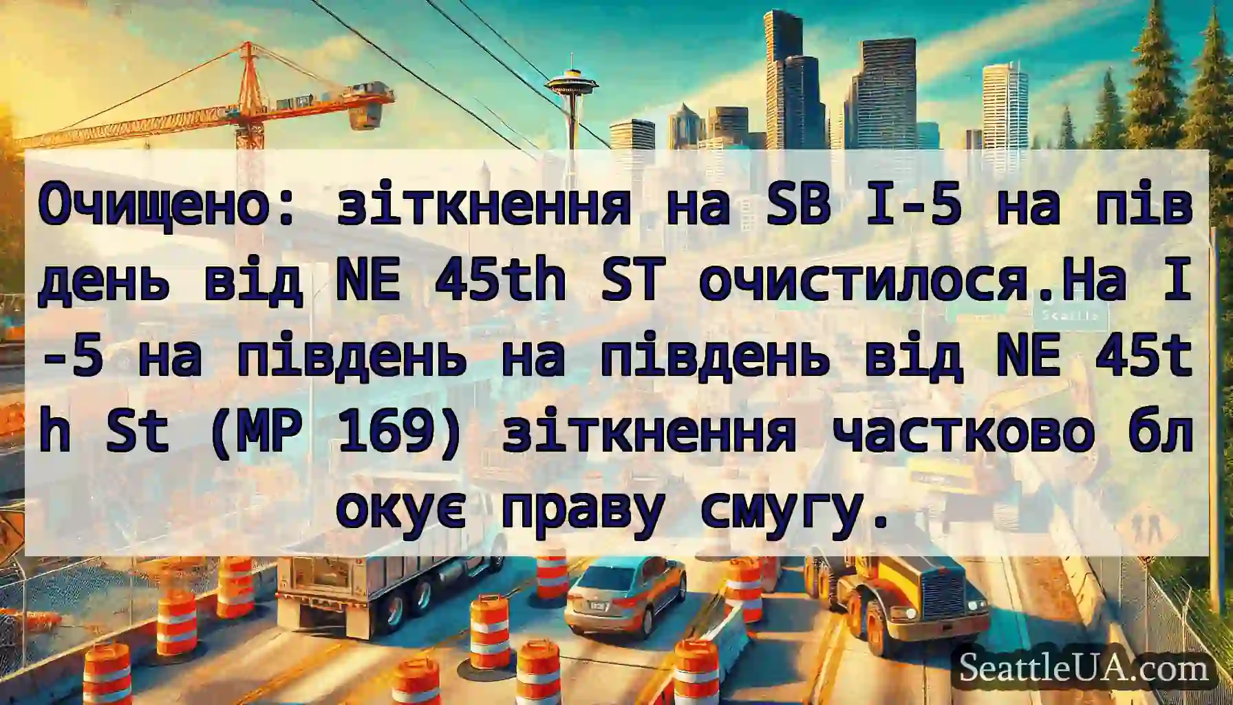 Очищено: зіткнення на SB I-5 на південь від NE