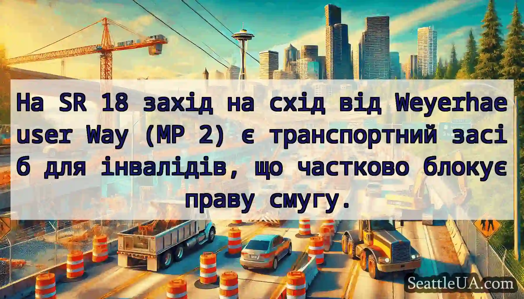 На SR 18 захід на схід від Weyerhaeuser Way (MP