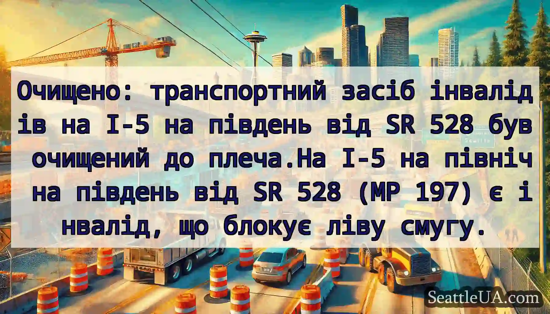 Очищено: транспортний засіб інвалідів на I-5 на