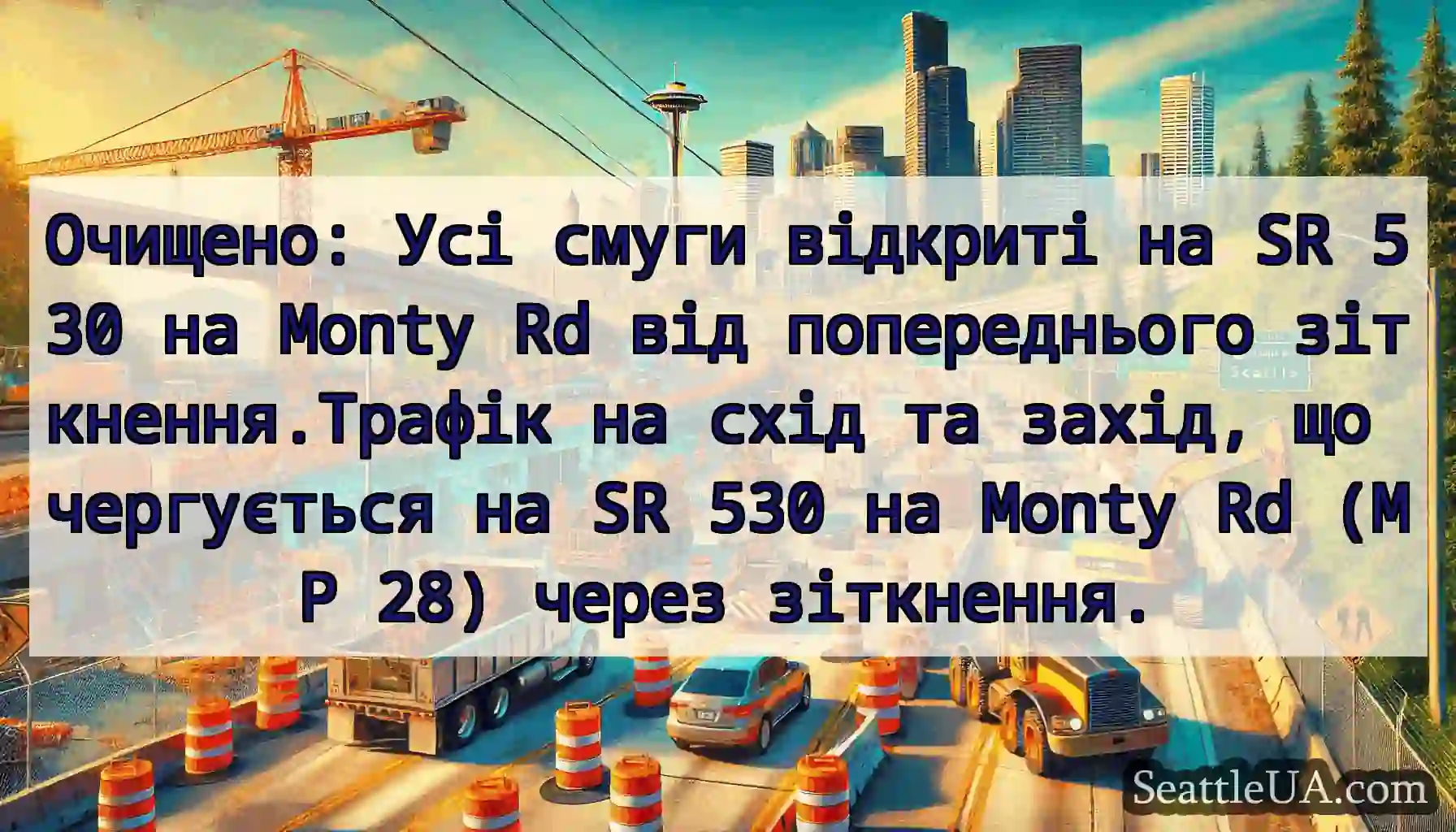 Очищено: Усі смуги відкриті на SR 530 на Monty Rd