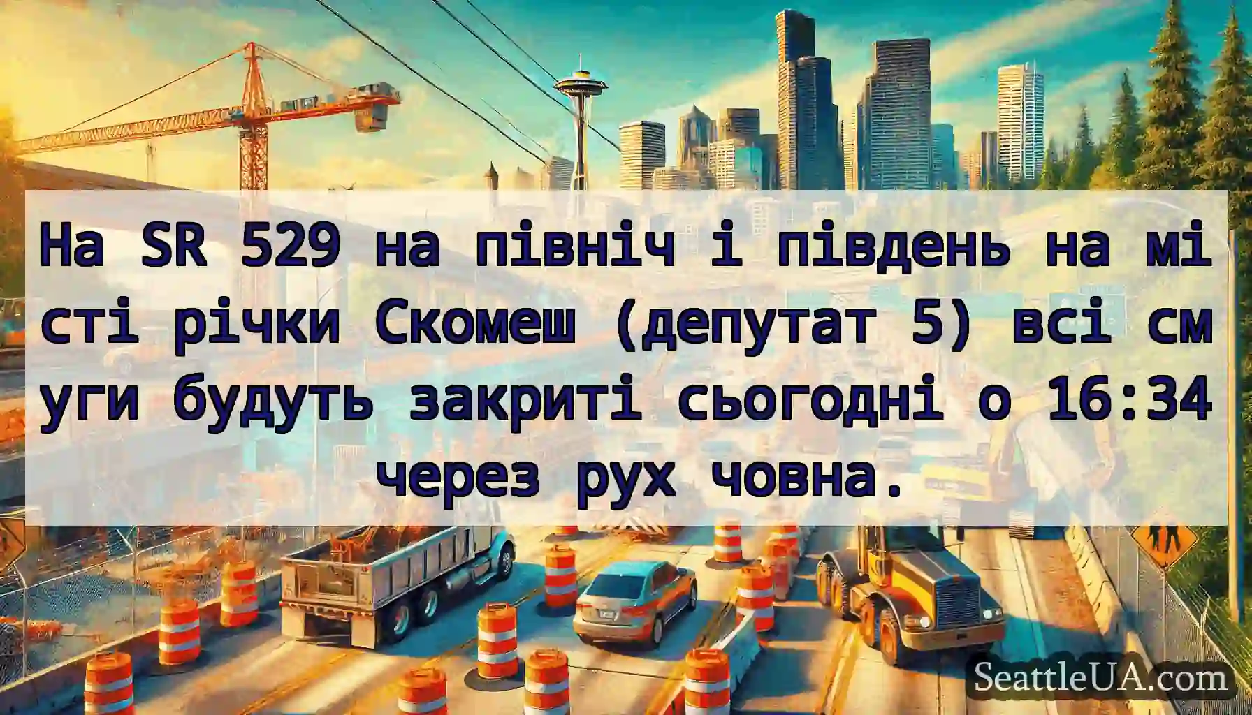 На SR 529 на північ і південь на місті річки