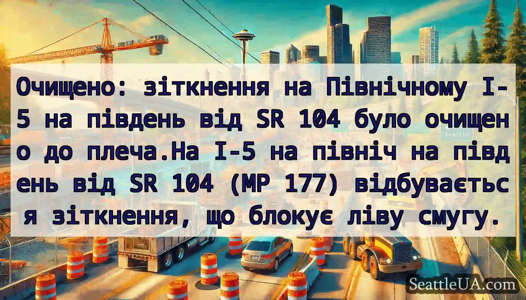Очищено: зіткнення на Північному I-5 на південь