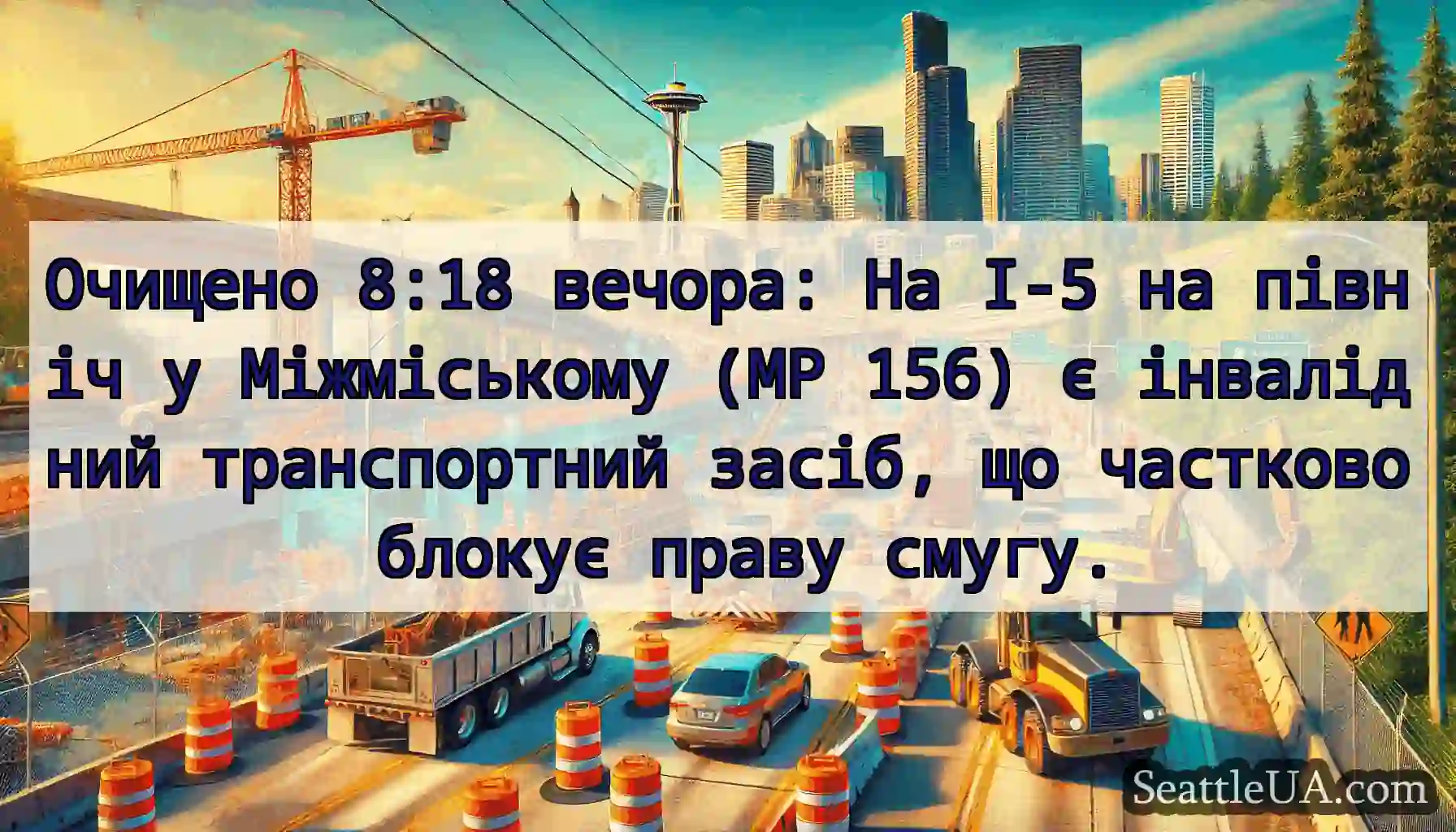Очищено 8:18 вечора: На I-5 на північ у