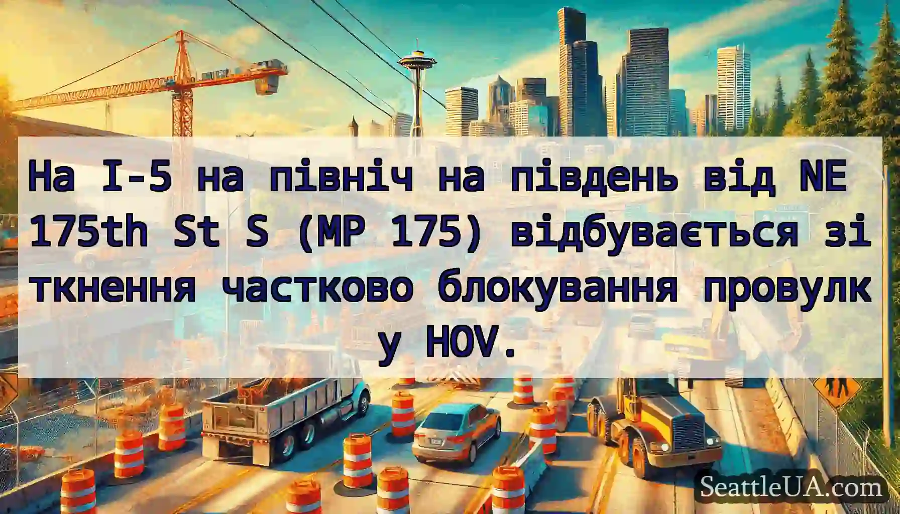 На I-5 на північ на південь від NE 175th St S (MP