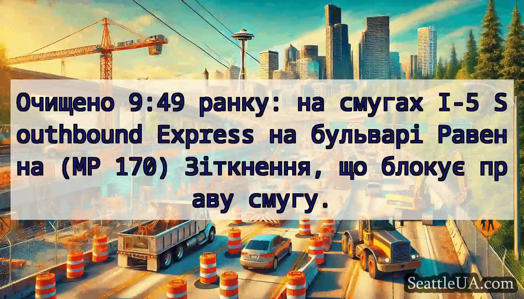 Очищено 9:49 ранку: на смугах I-5 Southbound