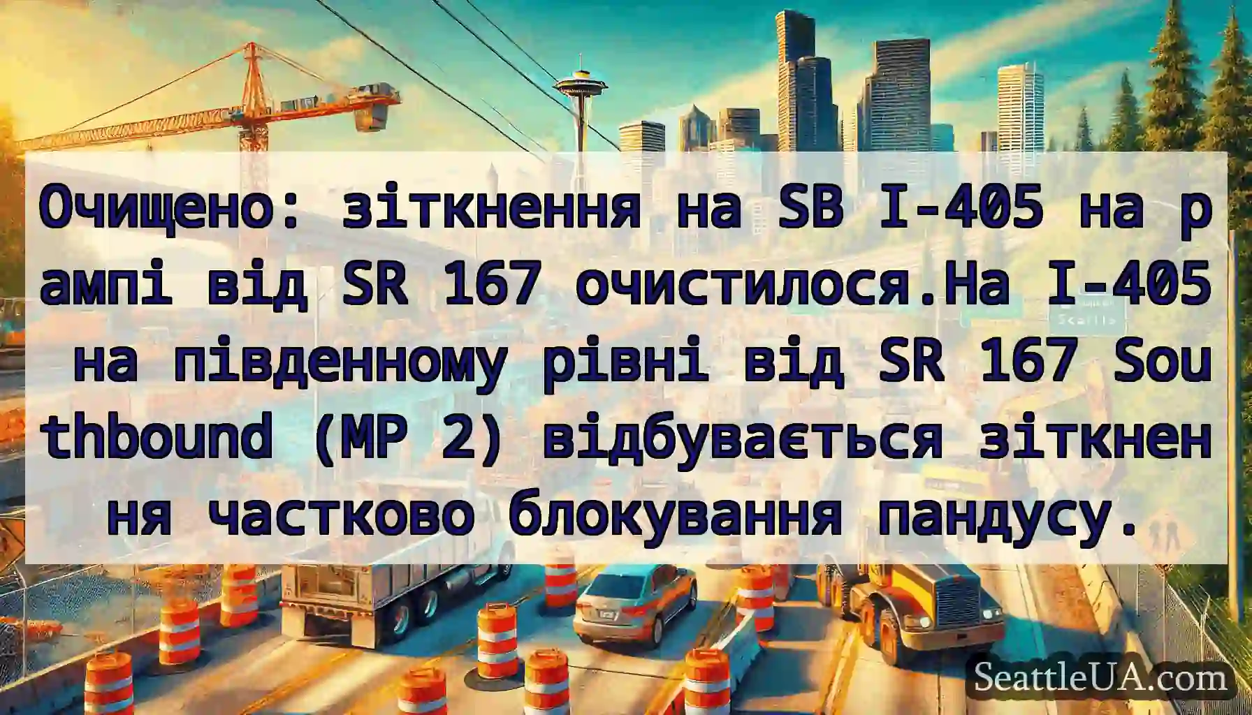 Очищено: зіткнення на SB I-405 на рампі від SR