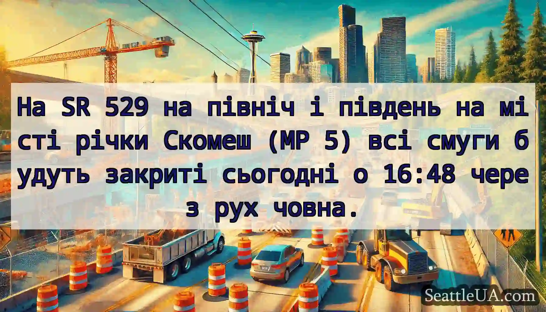 На SR 529 на північ і південь на місті річки