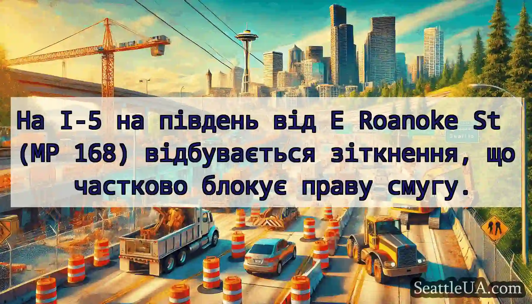 На I-5 на південь від E Roanoke St (MP 168)