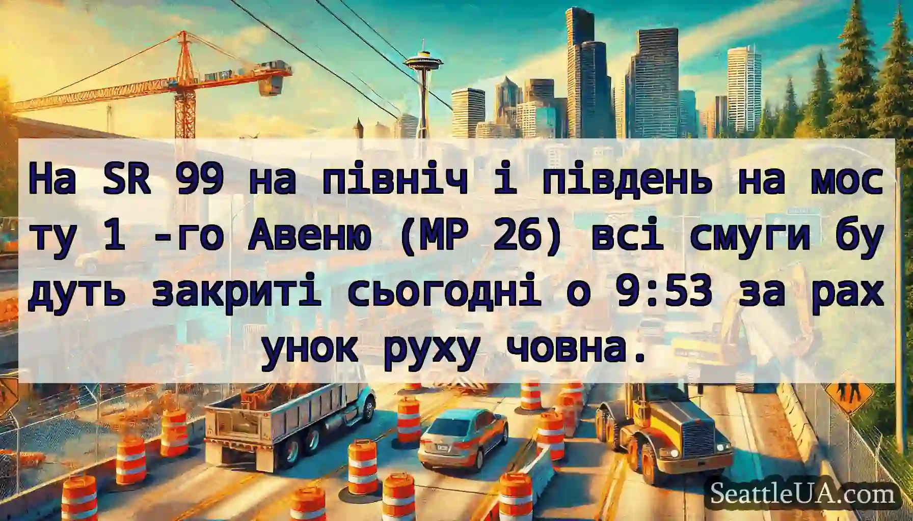 На SR 99 на північ і південь на мосту 1 -го Авеню