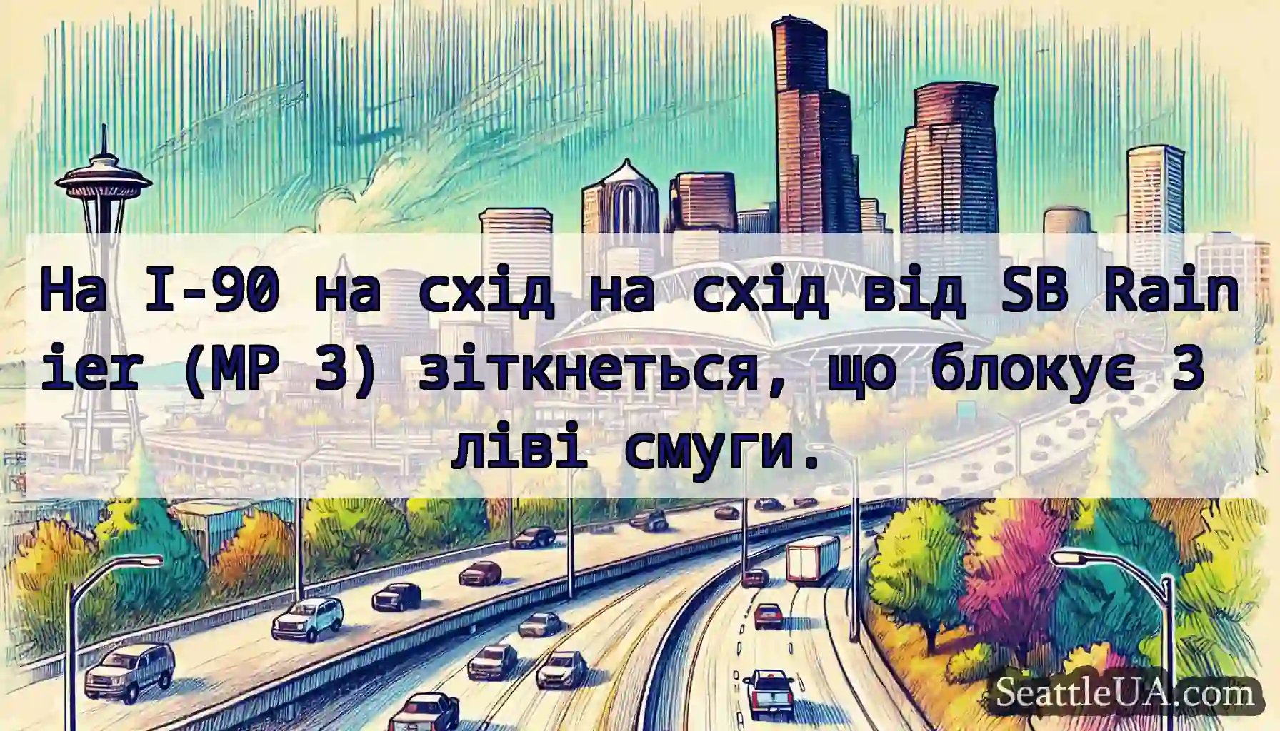 На I-90 на схід на схід від SB Rainier (MP 3)