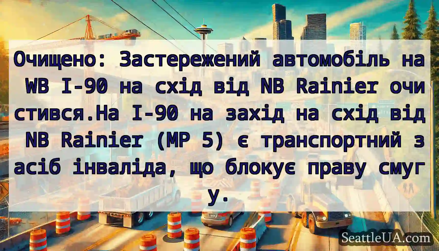 Очищено: Застережений автомобіль на WB I-90 на