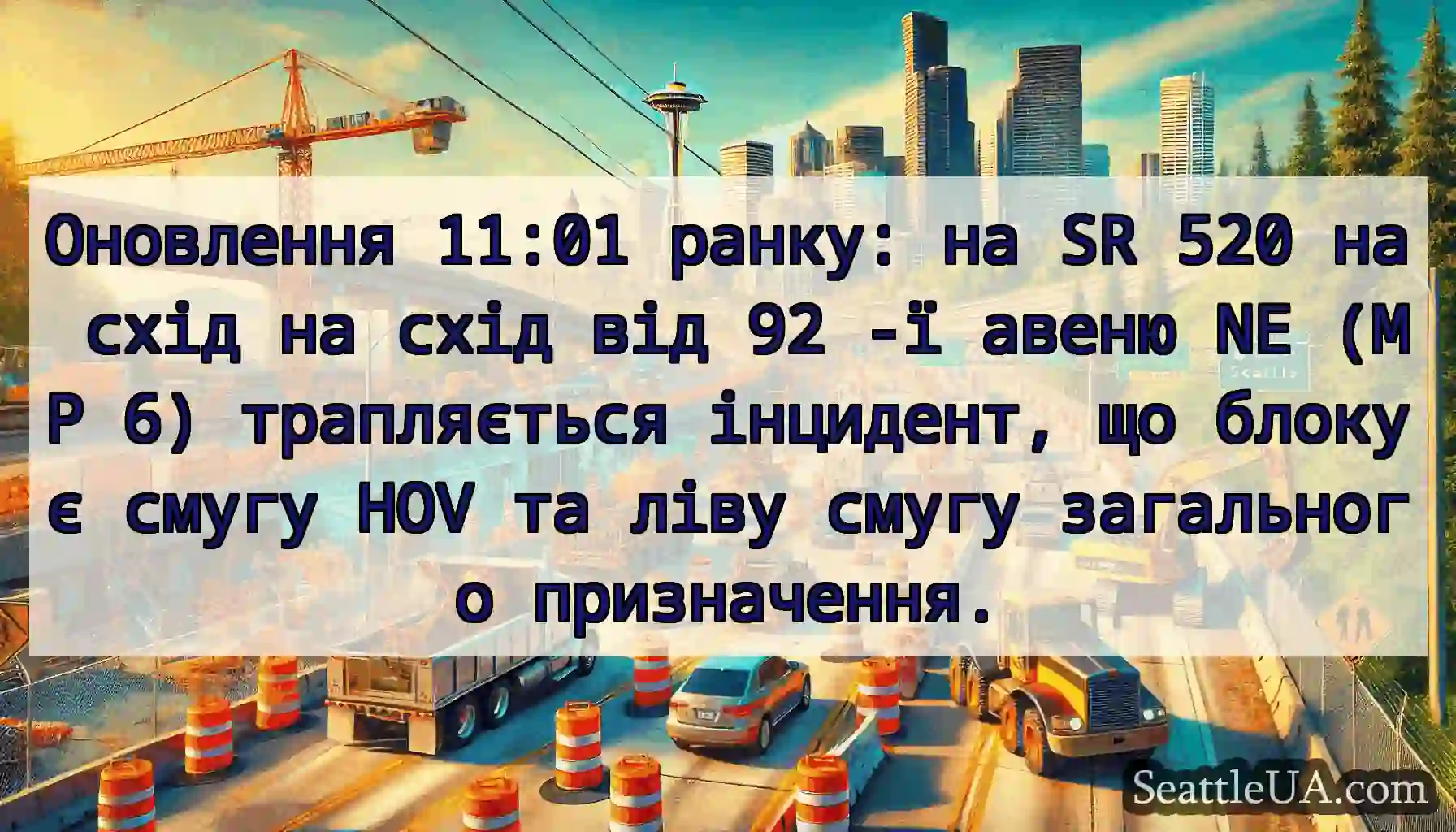 Оновлення 11:01 ранку: на SR 520 на схід на схід